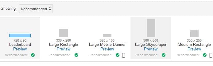 Adsense Ad Sizes