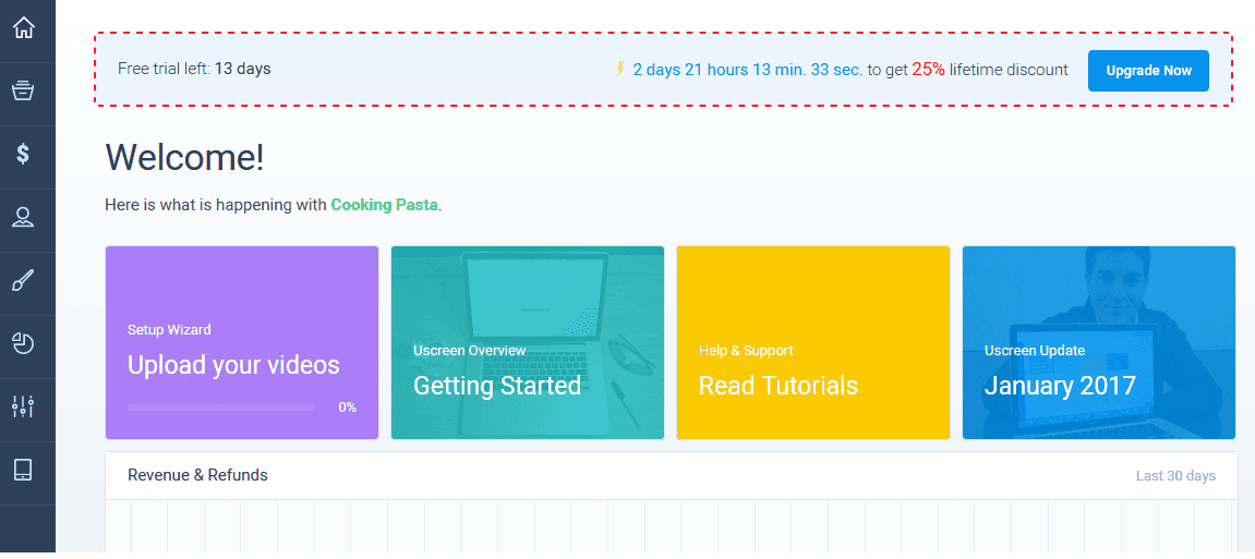 Uscreen dashboard