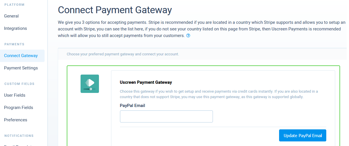 Uscreen payment gateways