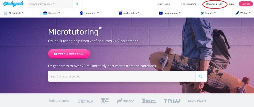 studypool become a tutor