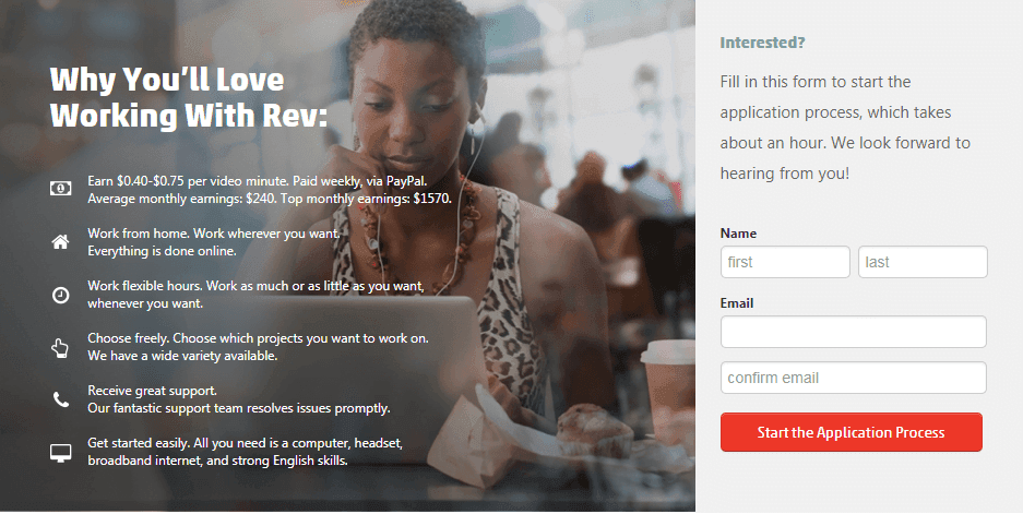 make money by transcribing & captioning rev.com