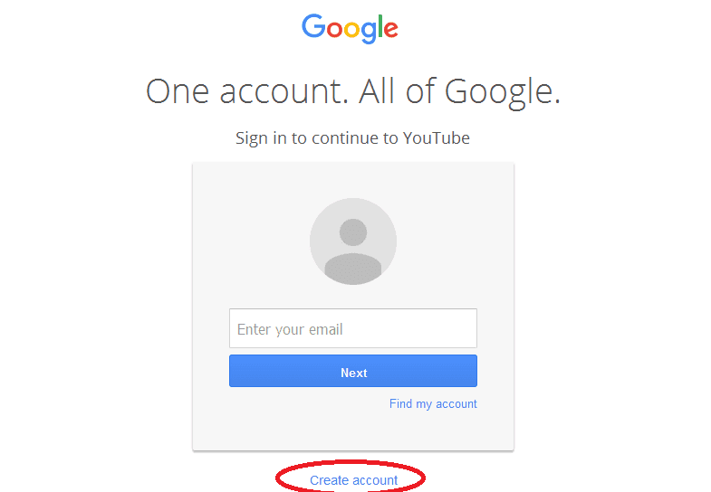 youtube account registration