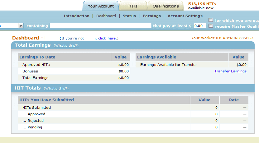 mturk dashboard