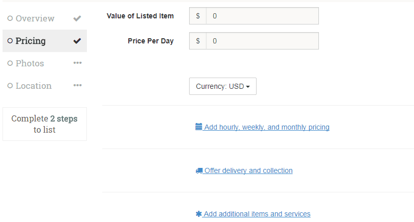Listing price